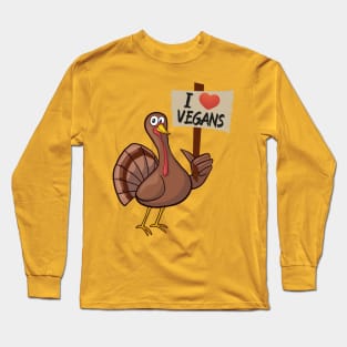 I Love Vegan funny thanksgiving turkey Long Sleeve T-Shirt